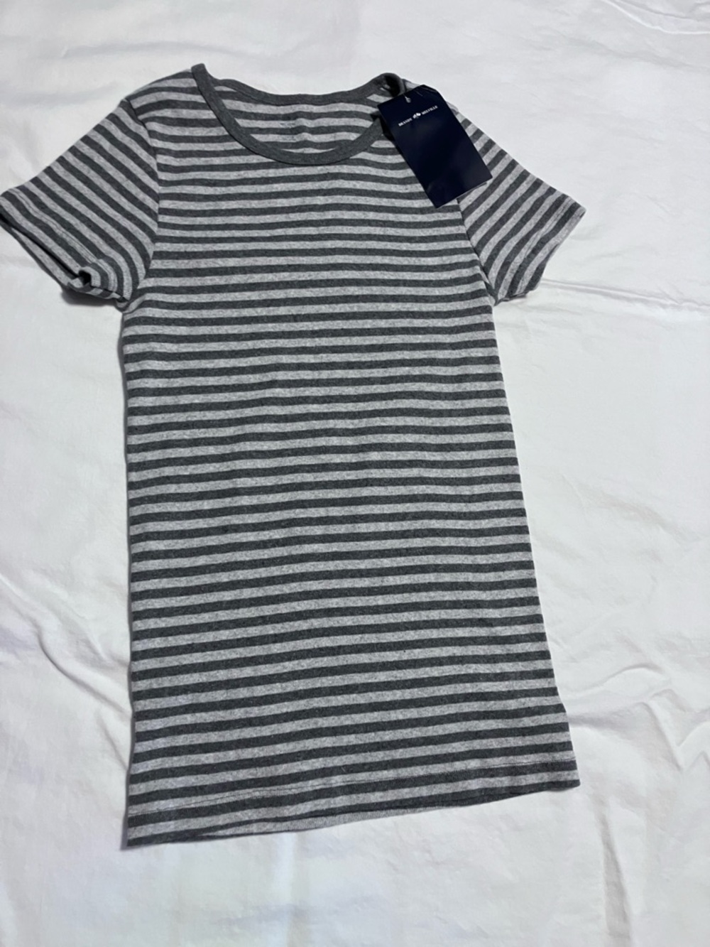 Brandy Melville Gray & Light Gray Striped Short Sleeve Tee